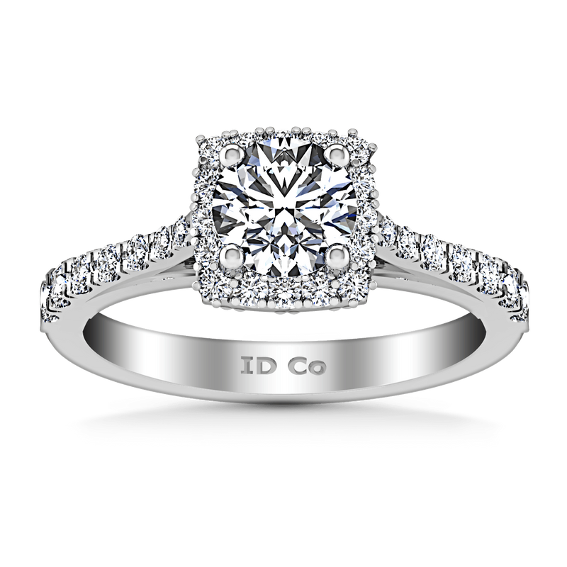 Round Diamond Halo Engagement Ring Mallory 14K White Gold