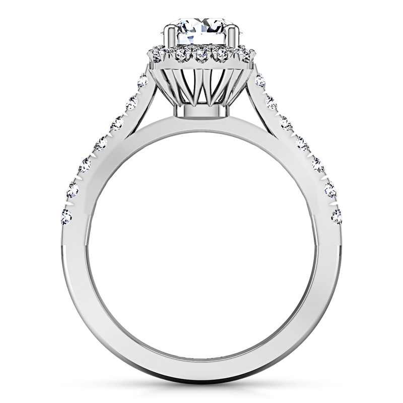 Round Diamond Halo Engagement Ring Mallory 14K White Gold