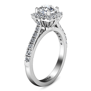 Round Diamond Halo Engagement Ring Mallory 14K White Gold