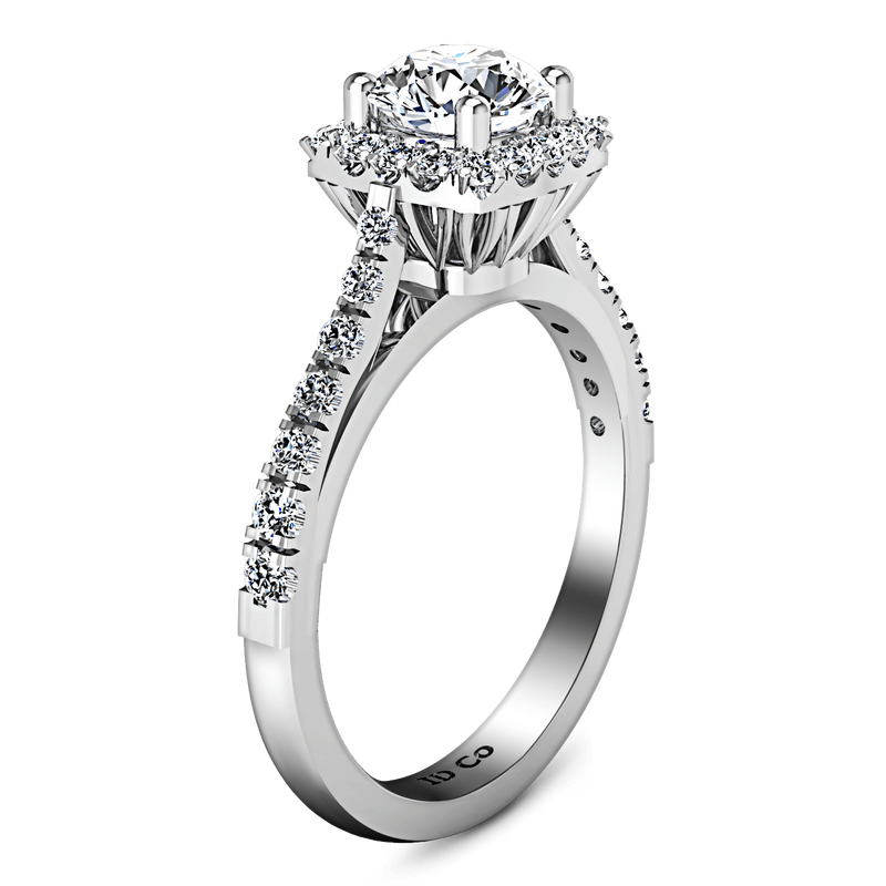Round Diamond Halo Engagement Ring Mallory 14K White Gold