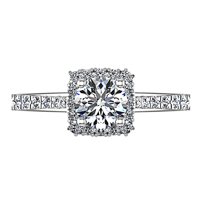 Round Diamond Halo Engagement Ring Mallory 14K White Gold
