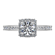 Round Diamond Halo Engagement Ring Mallory 14K White Gold