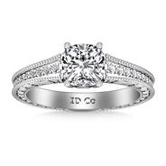 Pave Cushion Cut Diamond Engagement Ring Primrose 14K White Gold