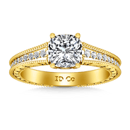 Pave Cushion Cut Engagement Ring Primrose 14K Yellow Gold