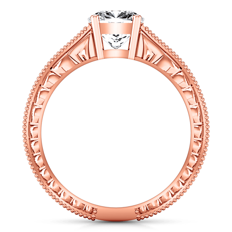 Pave Diamond Cushion Cut Engagement Ring Primrose 14K Rose Gold