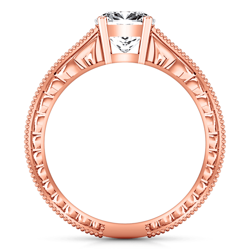 Pave Diamond Cushion Cut Engagement Ring Primrose 14K Rose Gold