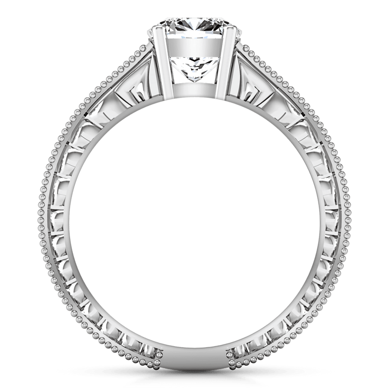 Pave Cushion Cut Diamond Engagement Ring Primrose 14K White Gold