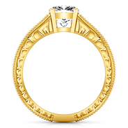 Pave Cushion Cut Engagement Ring Primrose 14K Yellow Gold