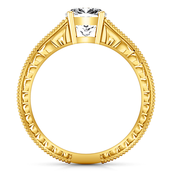 Pave Cushion Cut Engagement Ring Primrose 14K Yellow Gold