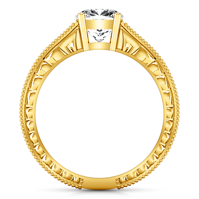 Pave Cushion Cut Engagement Ring Primrose 14K Yellow Gold