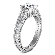 Pave Cushion Cut Diamond Engagement Ring Primrose 14K White Gold