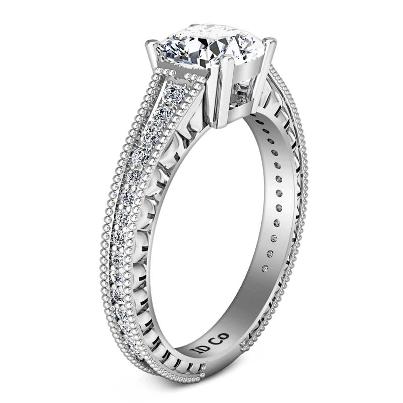 Pave Cushion Cut Diamond Engagement Ring Primrose 14K White Gold