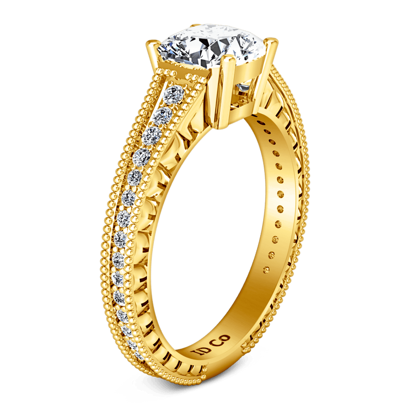Pave Cushion Cut Engagement Ring Primrose 14K Yellow Gold