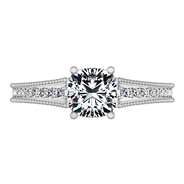 Pave Cushion Cut Diamond Engagement Ring Primrose 14K White Gold