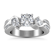 Round Diamond Three Stone Engagement Ring Cosette 14K White Gold