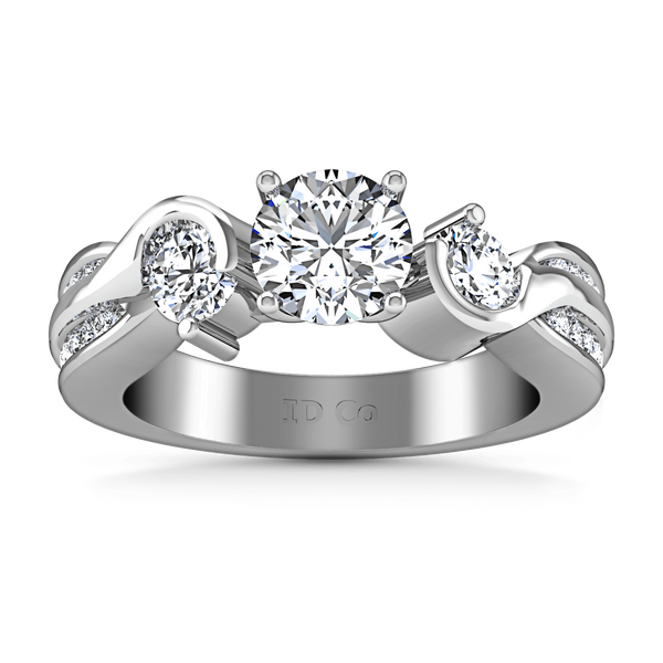 Round Diamond Three Stone Engagement Ring Cosette 14K White Gold