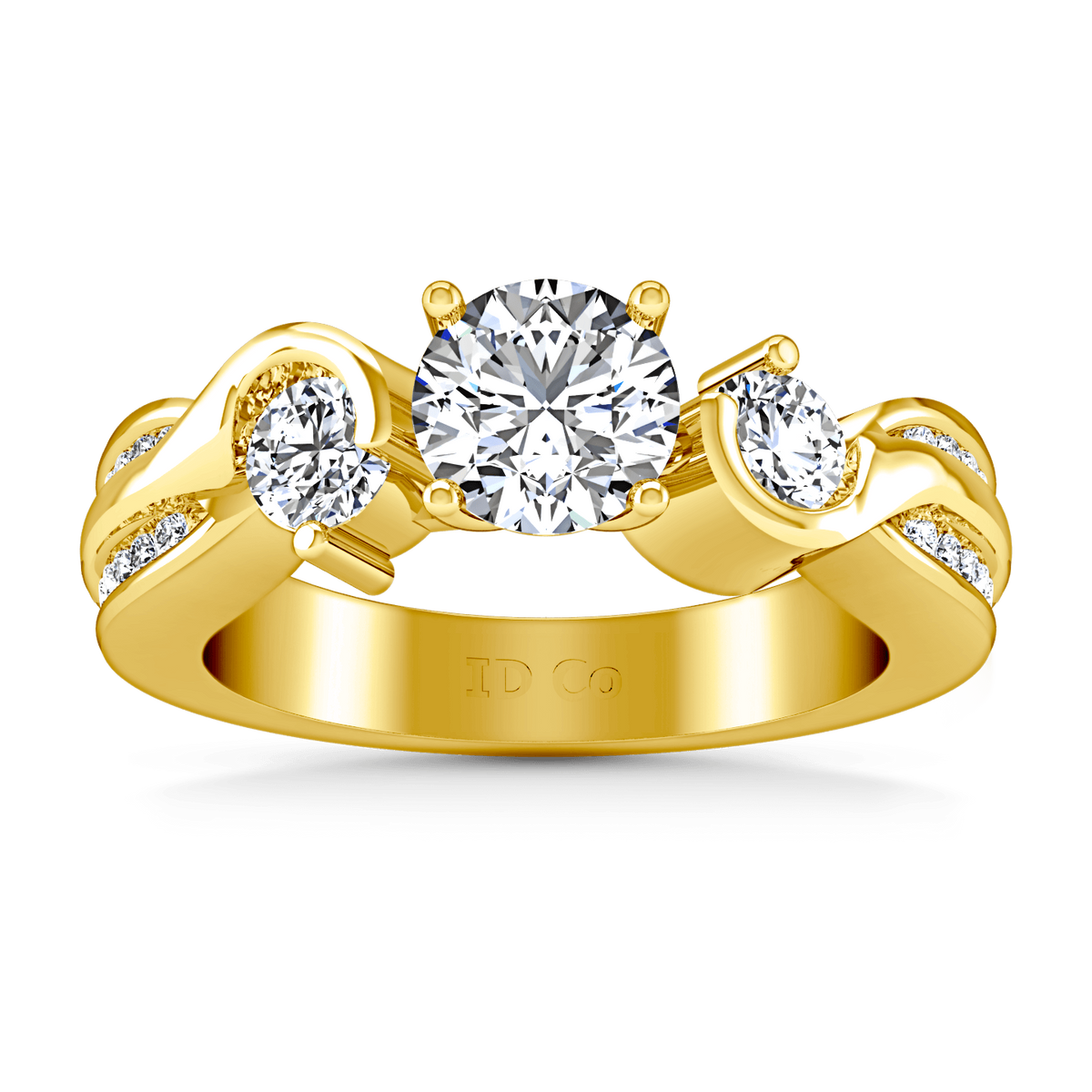 Three Stone Diamond Engagement Ring Cosette 14K Yellow Gold
