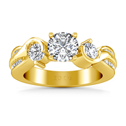 Three Stone Diamond Engagement Ring Cosette 14K Yellow Gold