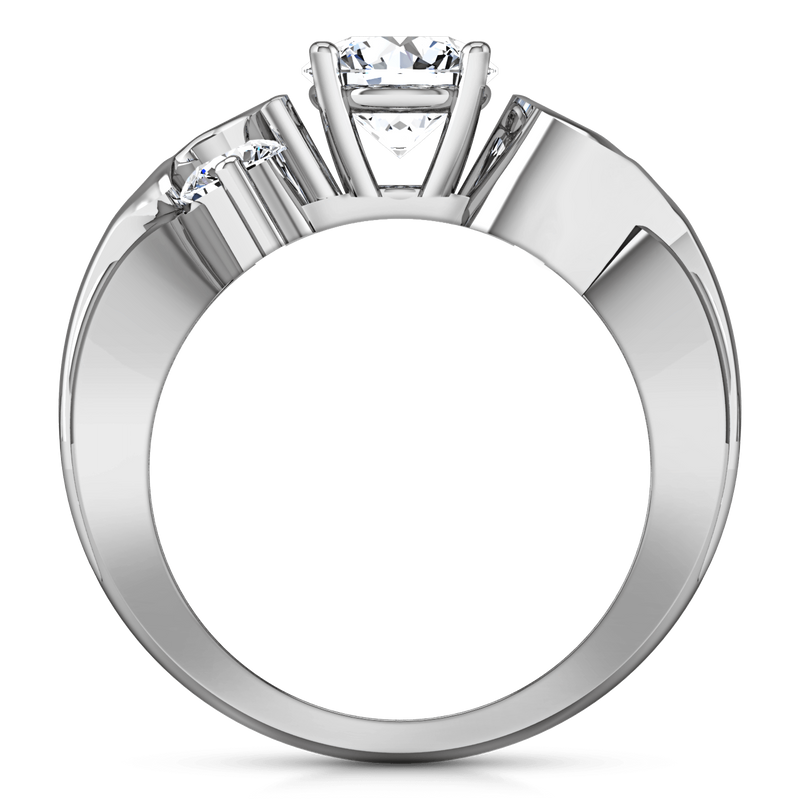 Round Diamond Three Stone Engagement Ring Cosette 14K White Gold