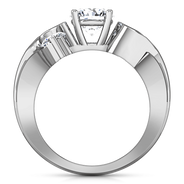 Round Diamond Three Stone Engagement Ring Cosette 14K White Gold