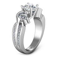 Round Diamond Three Stone Engagement Ring Cosette 14K White Gold