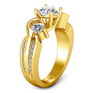 Three Stone Diamond Engagement Ring Cosette 14K Yellow Gold