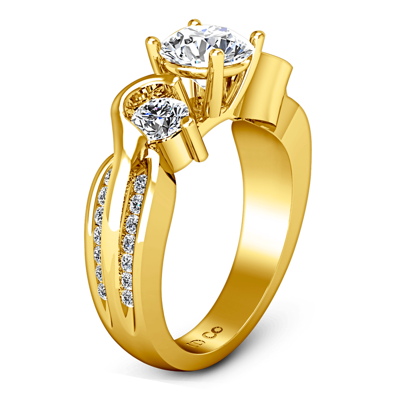 Three Stone Diamond Engagement Ring Cosette 14K Yellow Gold