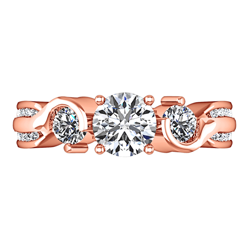 Three Stone Diamond EngagementRing Cosette 14K Rose Gold