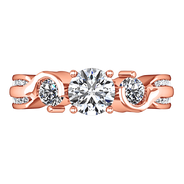 Three Stone Diamond EngagementRing Cosette 14K Rose Gold