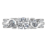 Round Diamond Three Stone Engagement Ring Cosette 14K White Gold
