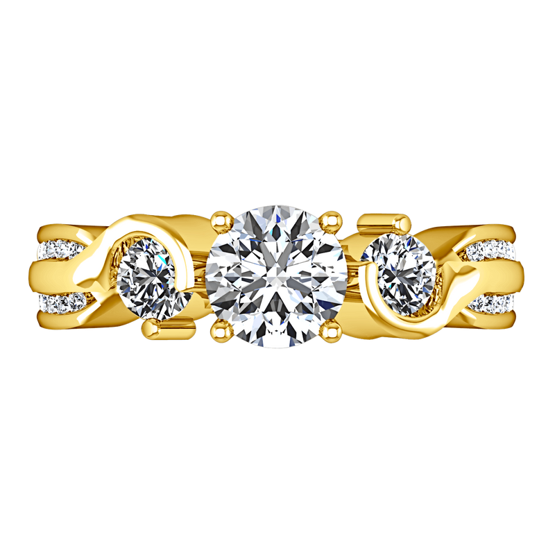 Three Stone Diamond Engagement Ring Cosette 14K Yellow Gold