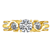 Three Stone Diamond Engagement Ring Cosette 14K Yellow Gold