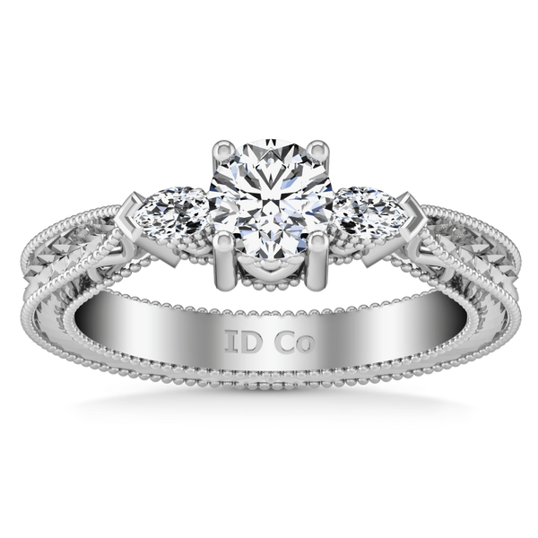 Round Diamond Three Stone Engagement Ring Haven 14K White Gold