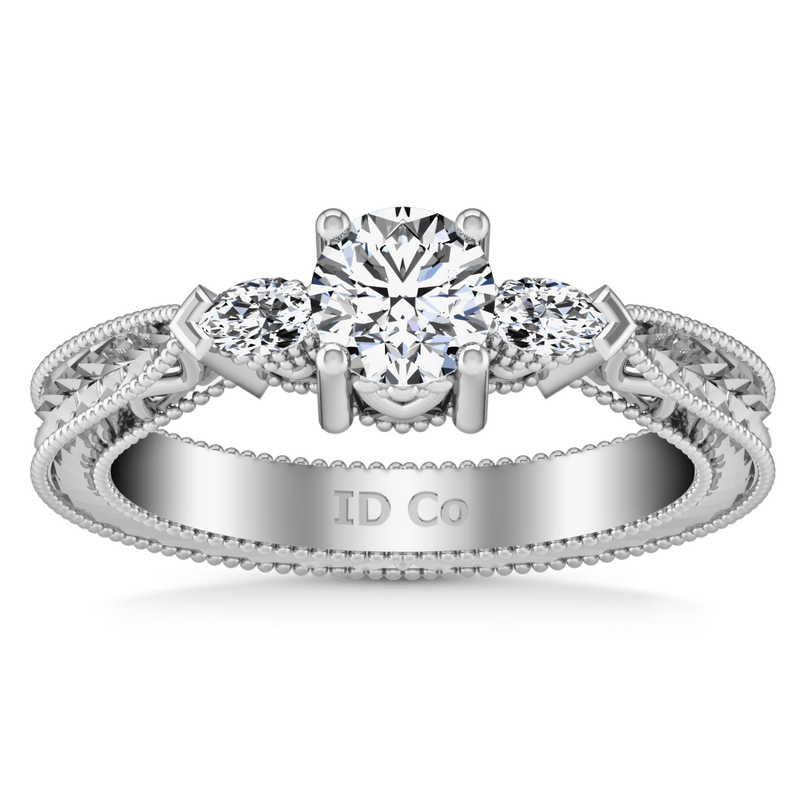 Round Diamond Three Stone Engagement Ring Haven 14K White Gold