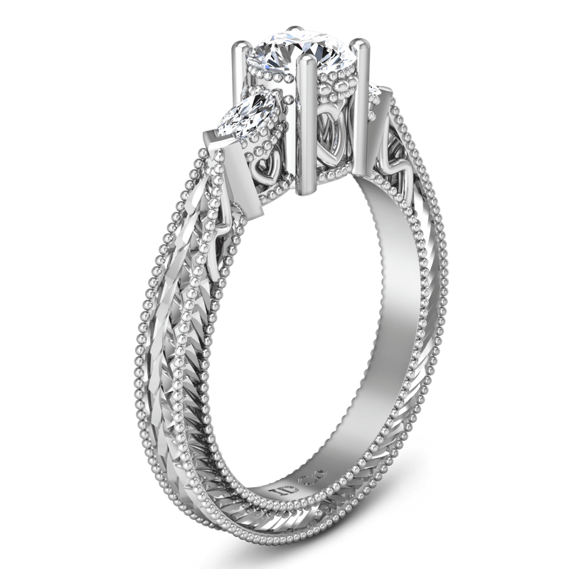 Round Diamond Three Stone Engagement Ring Haven 14K White Gold