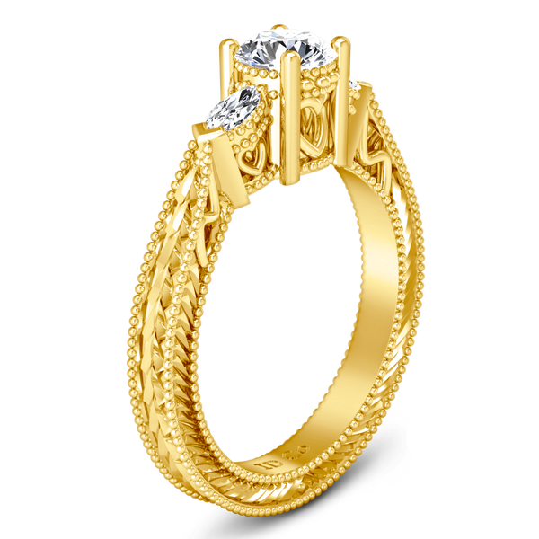 Three Stone Diamond Engagement Ring Haven 14K Yellow Gold