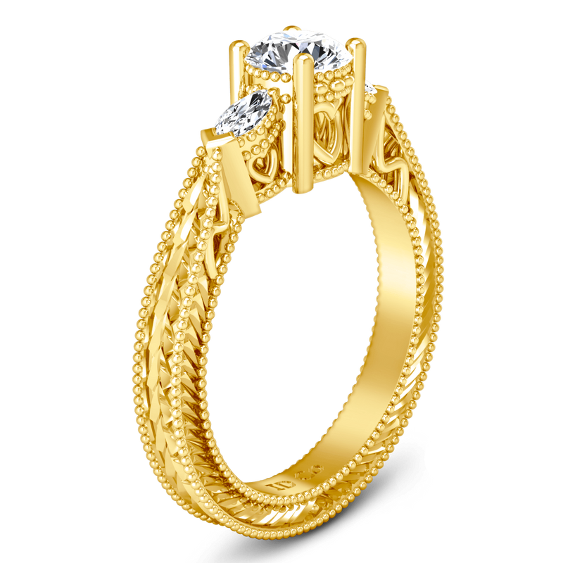 Three Stone Diamond Engagement Ring Haven 14K Yellow Gold
