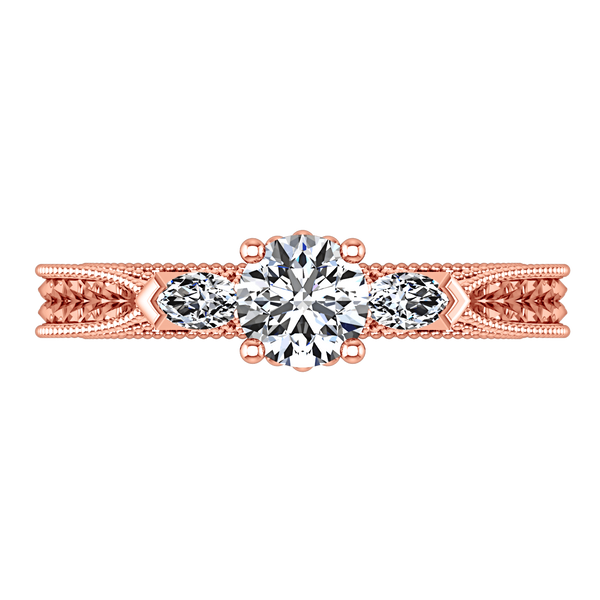 Three Stone Diamond EngagementRing Haven 14K Rose Gold