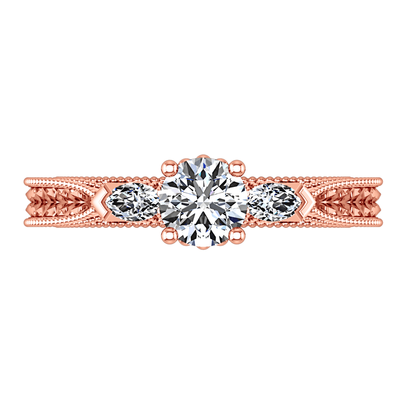 Three Stone Diamond EngagementRing Haven 14K Rose Gold