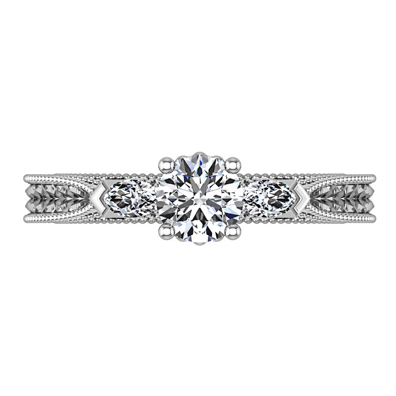 Round Diamond Three Stone Engagement Ring Haven 14K White Gold