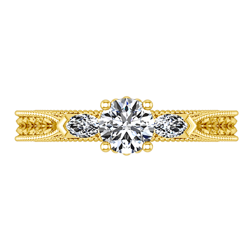 Three Stone Diamond Engagement Ring Haven 14K Yellow Gold