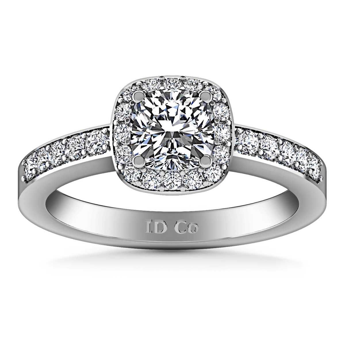 Round Diamond Halo Engagement Ring Eve 14K White Gold