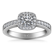 Round Diamond Halo Engagement Ring Eve 14K White Gold