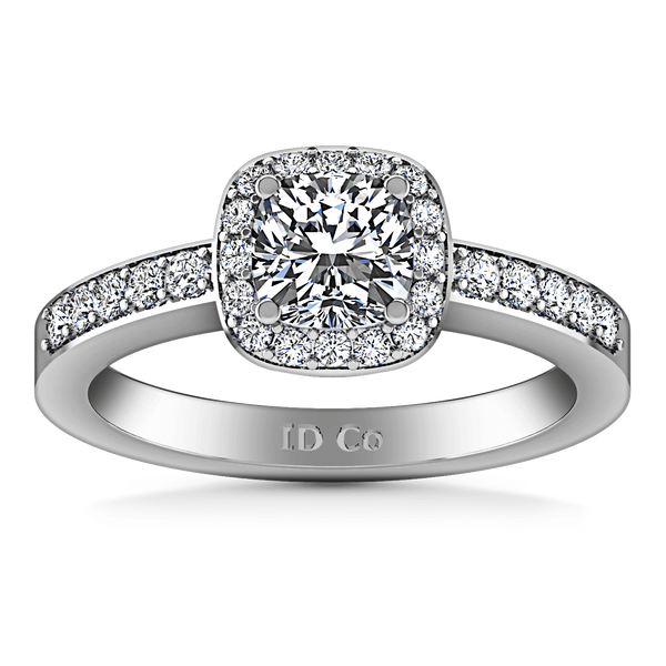 Round Diamond Halo Engagement Ring Eve 14K White Gold