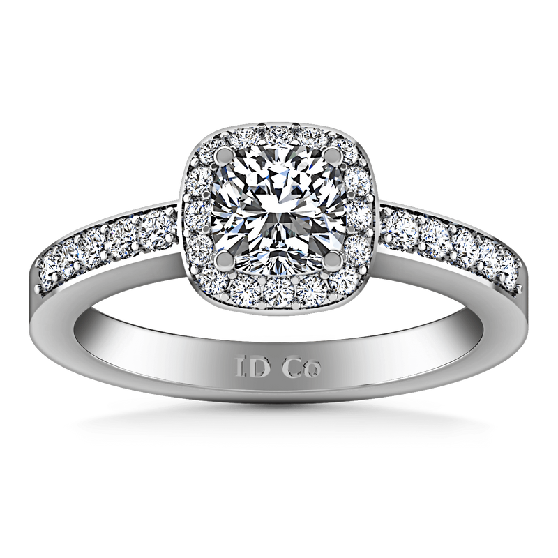 Round Diamond Halo Engagement Ring Eve 14K White Gold