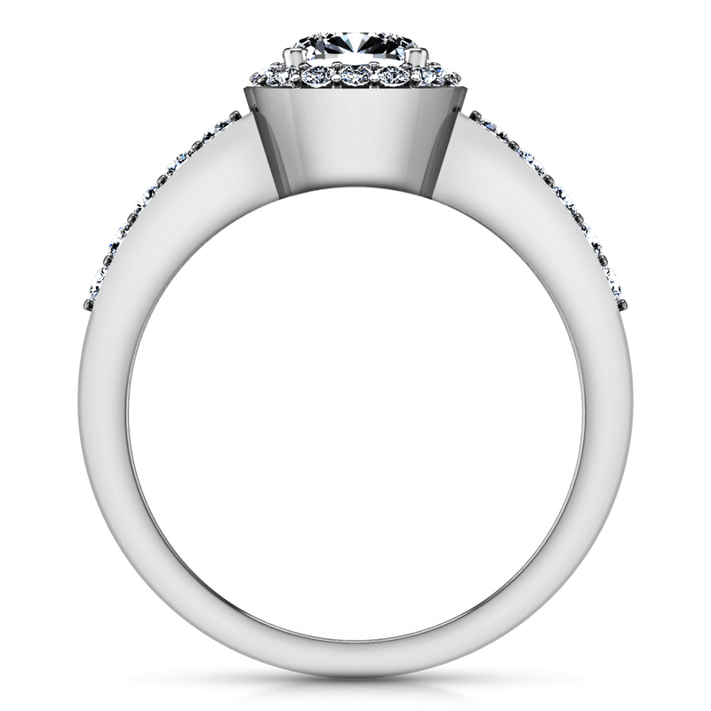 Round Diamond Halo Engagement Ring Eve 14K White Gold