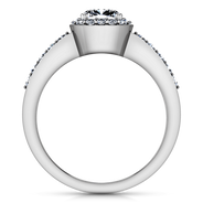 Round Diamond Halo Engagement Ring Eve 14K White Gold
