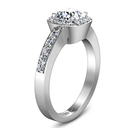 Round Diamond Halo Engagement Ring Eve 14K White Gold