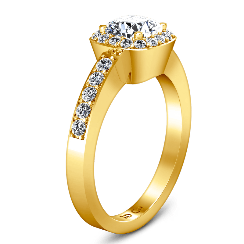 Halo Diamond Engagement Ring Eve 14K Yellow Gold