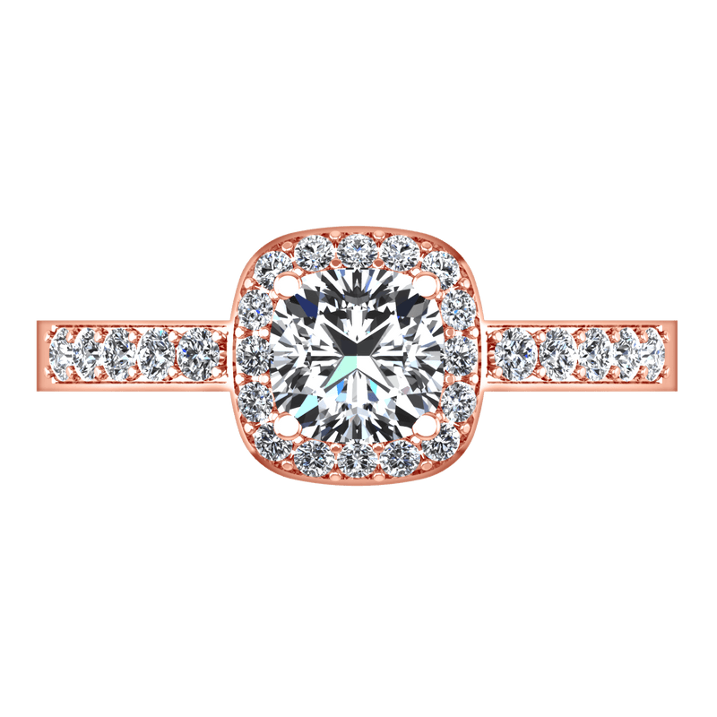 Halo Diamond Engagement Ring Eve 14K Rose Gold